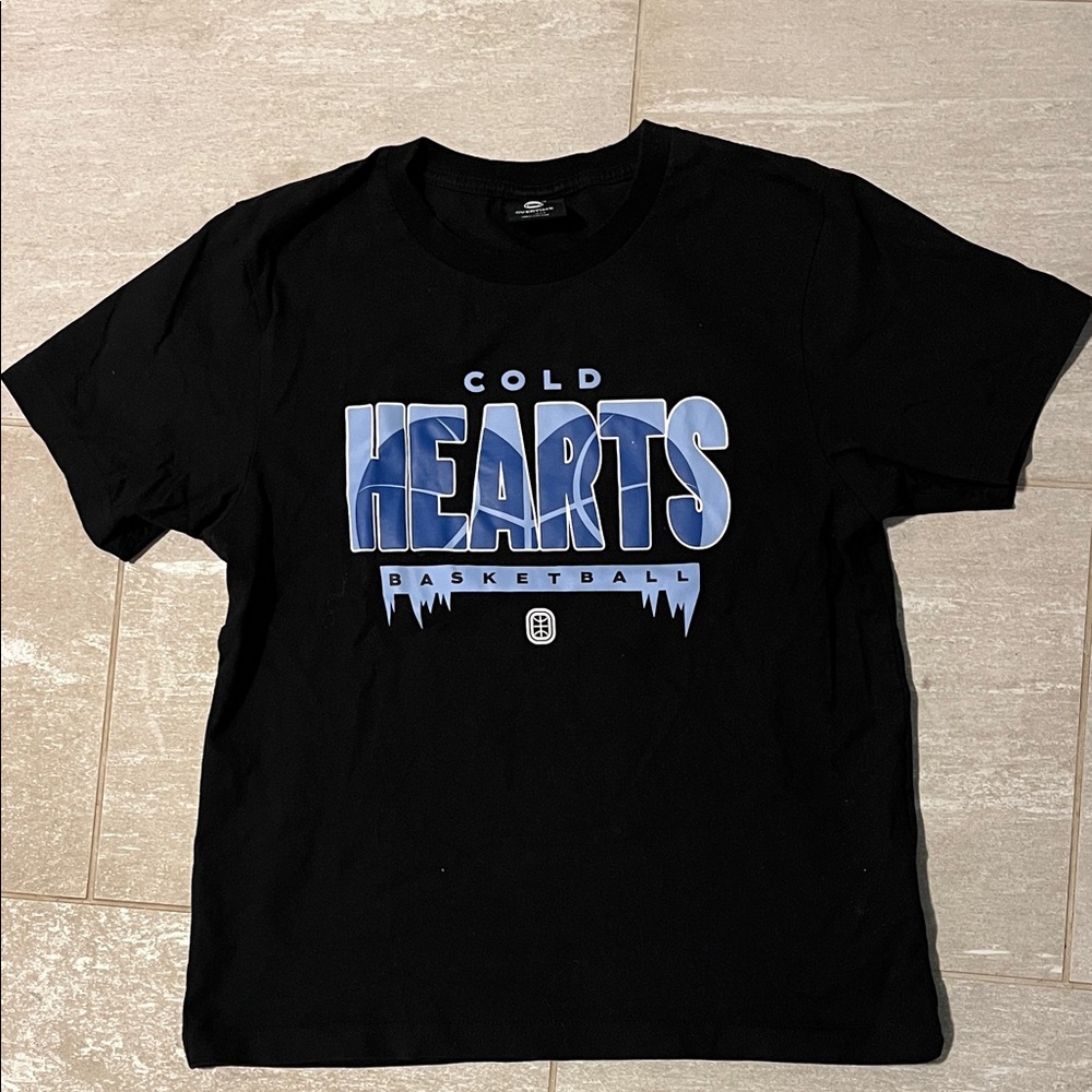 Overtime- Cold Hearts Basketball Black T-Shirt - YL